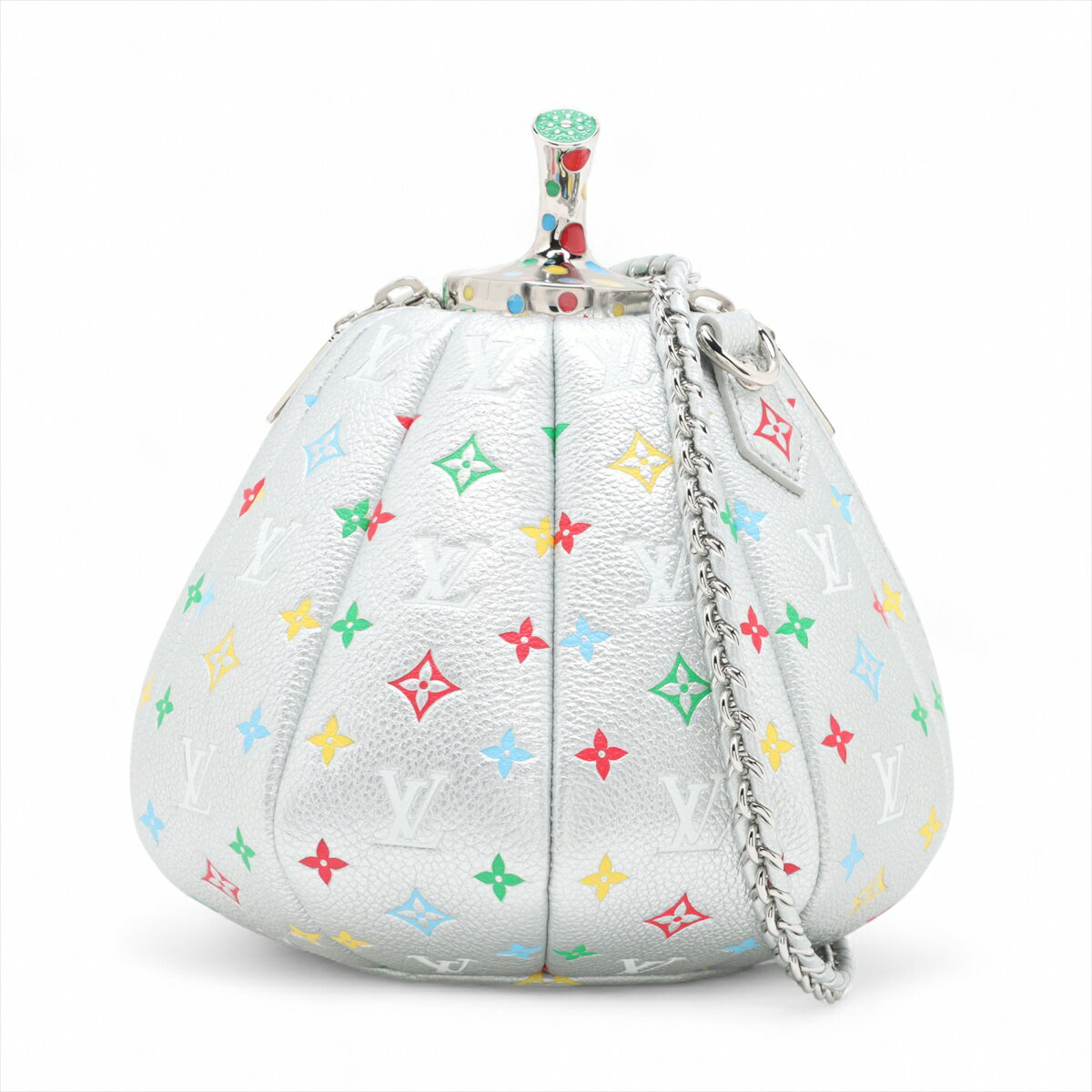 【中古】ヴィトン×草間彌生 LV×YK パンプキン バッグ M21761 シルバー RFID反応あり
