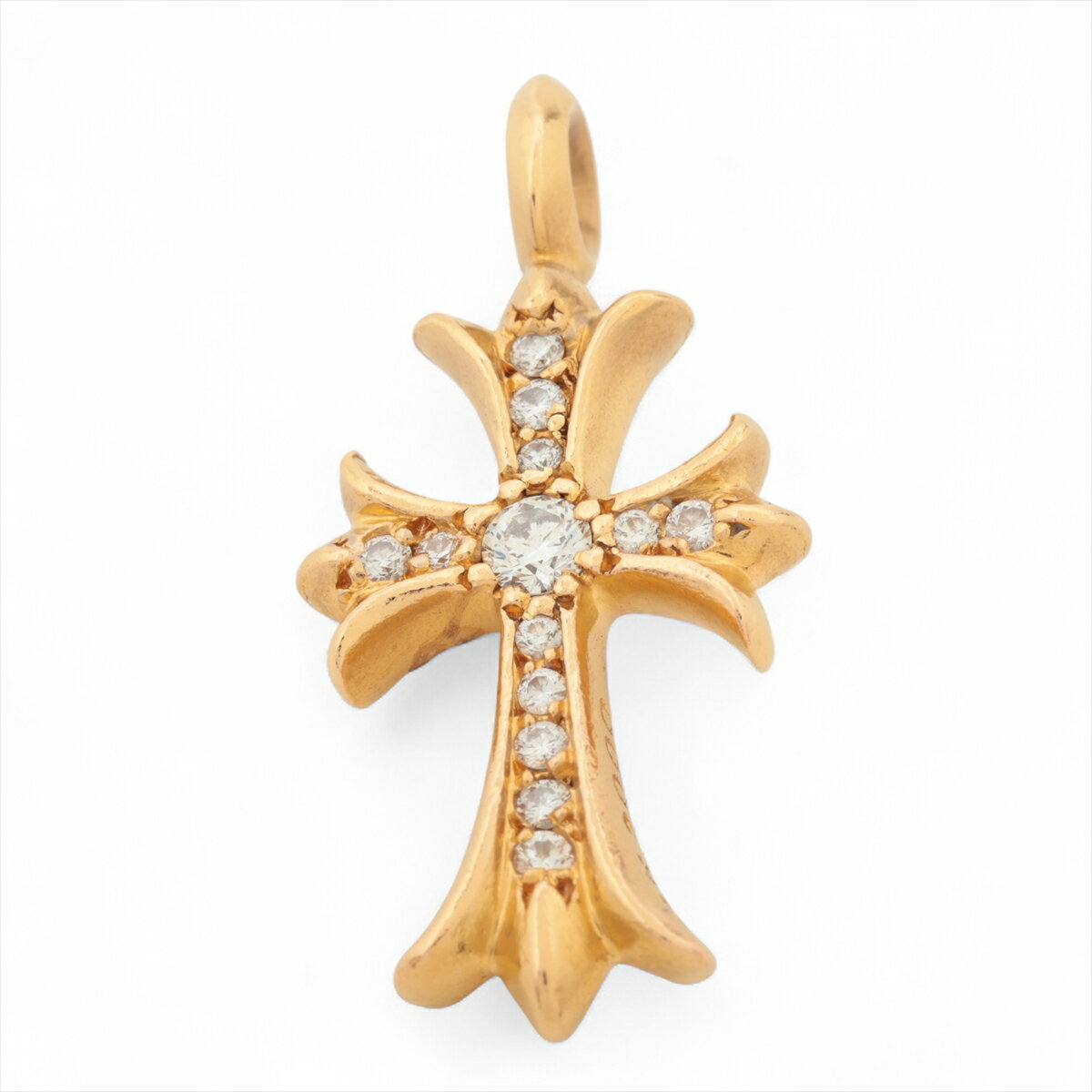 【中古】クロムハーツ タイニーファット CHクロス パヴェダイヤ ペンダントトップ 22k 10.8g インボイスアリ 突起部分にへこみあり