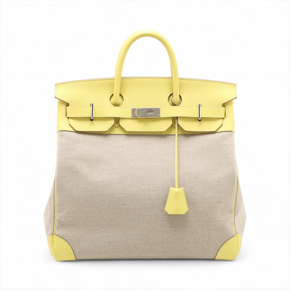 【中古】エルメス オータクロア40 エバーカラーxトワルキャンプ ライムxフィセル シルバー金具 C:2018年