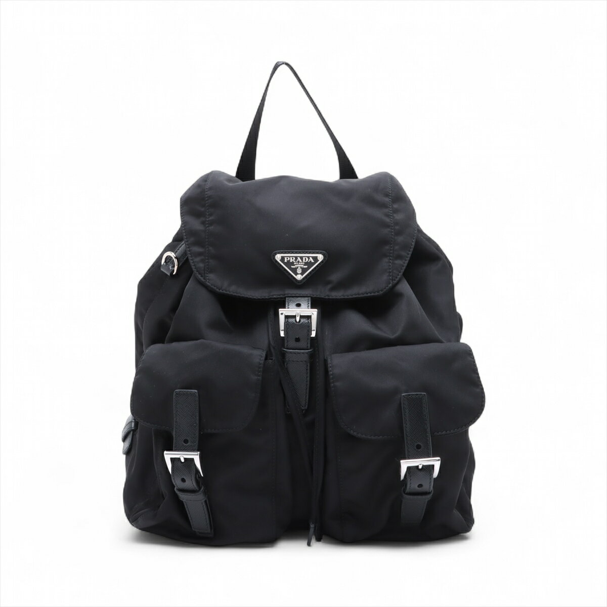 【中古】プラダ テスート ナイロンxレザー バックパック/リュック ブラック 1BZ811