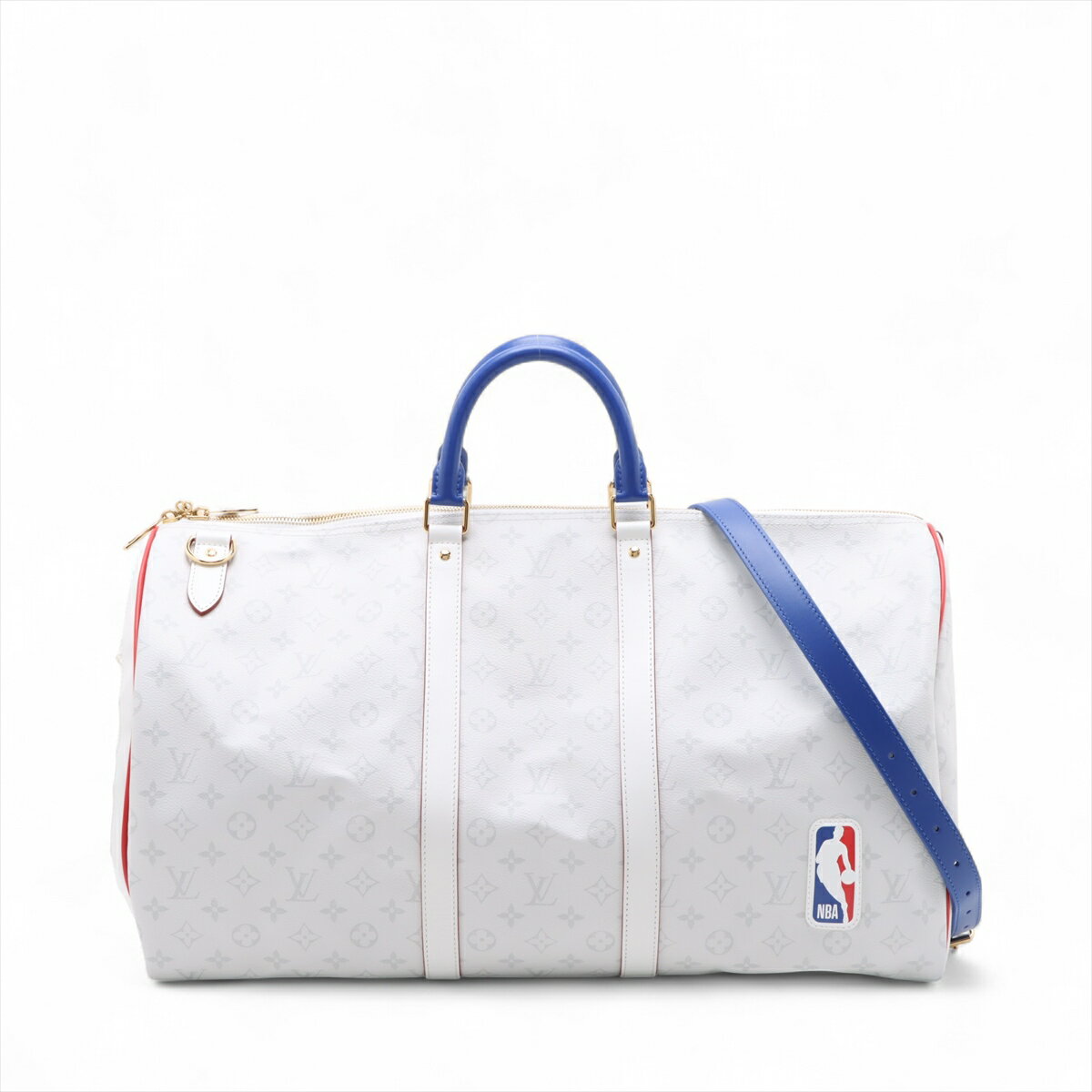 【中古】ヴィトン×NBA モノグラム キーポル バンドリエール55 M45586 ホワイト BA4230