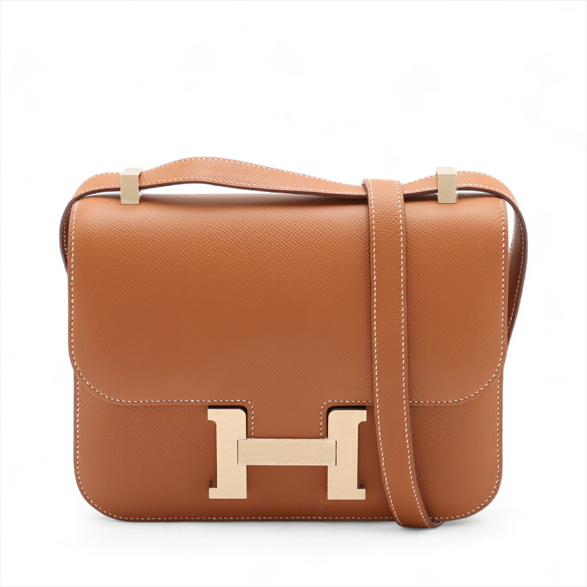 【中古】エルメス コンスタンス24 ミロワール ヴォーエプソン ゴールド マットゴールド金具 K:2025年 ミラー付き