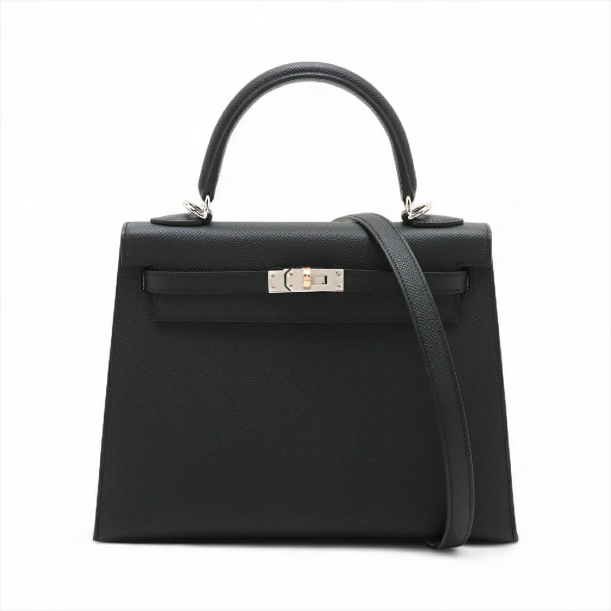【中古】エルメス ケリー25 セリエ ヴォーエプソン ブラック エレクトラム金具 K:2025年