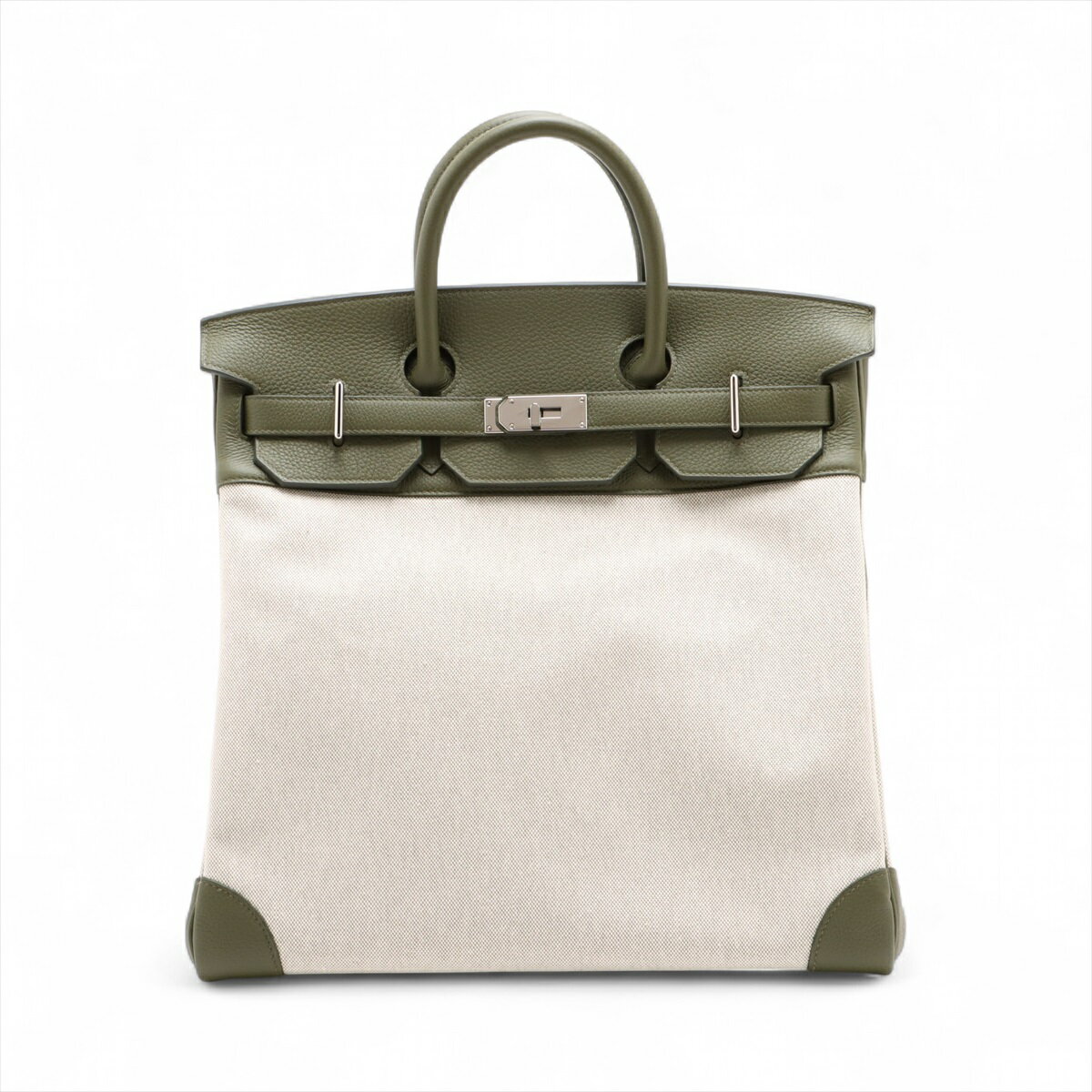 【中古】エルメス オータクロア40 トワルアッシュxトゴ ベージュxヴェールアマンド シルバー金具 W:2024年