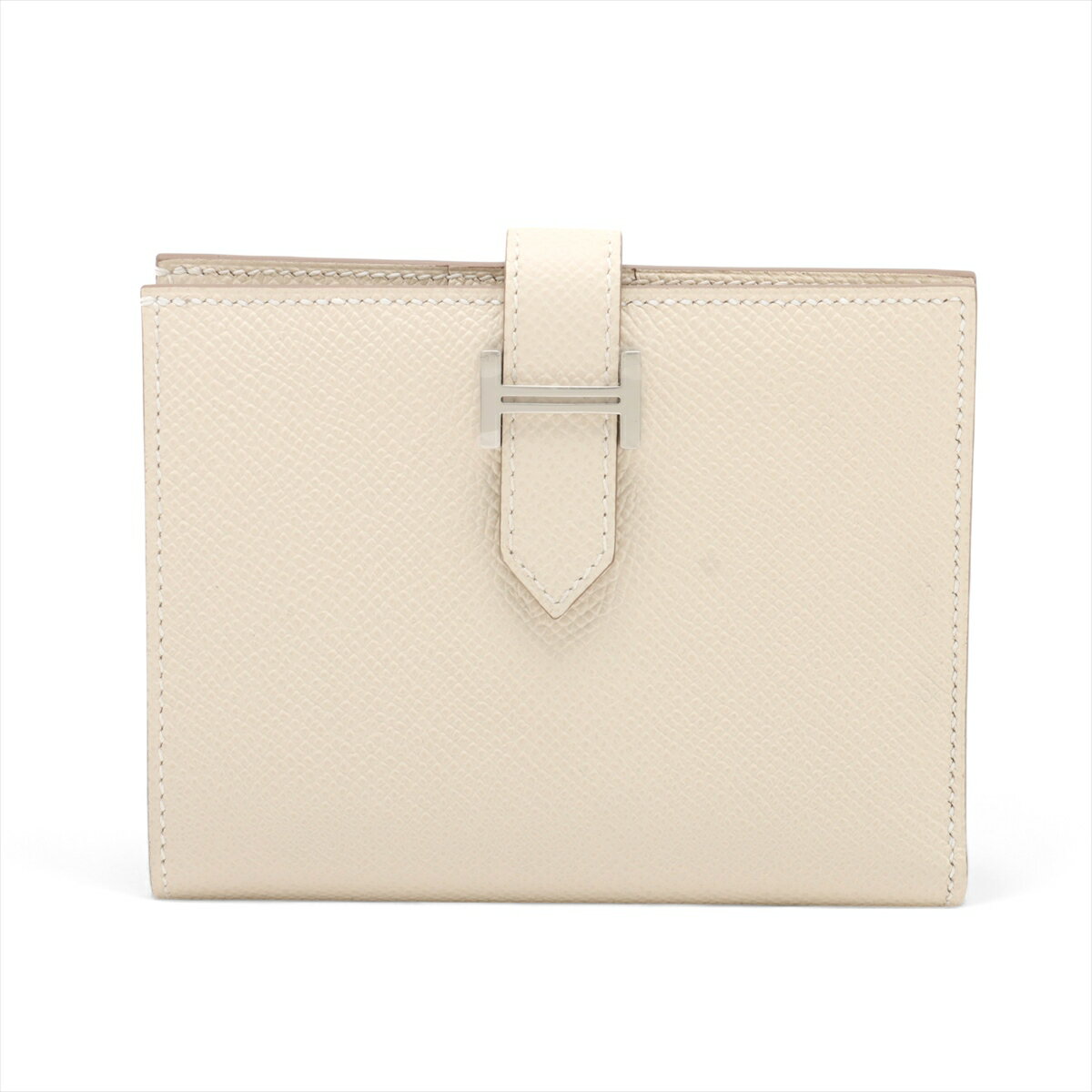 【中古】エルメス ベアンコンパクト ヴォーエプソン コンパクトウォレット クレ シルバー金具 K:2025年