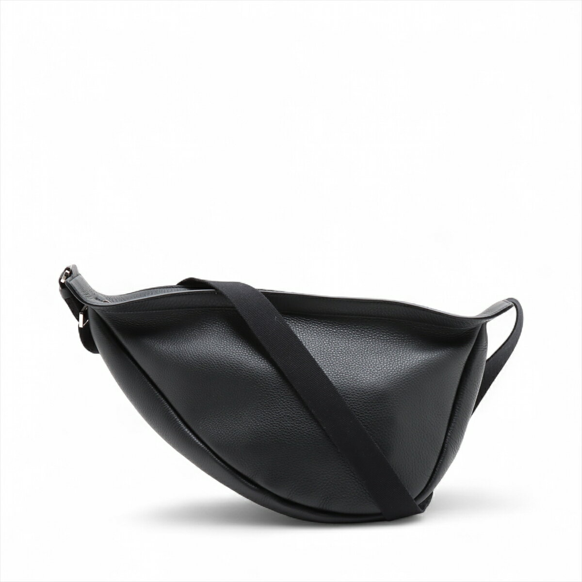 【中古】ザロウ スラウチー バナナ レザー ショルダーバッグ ブラック