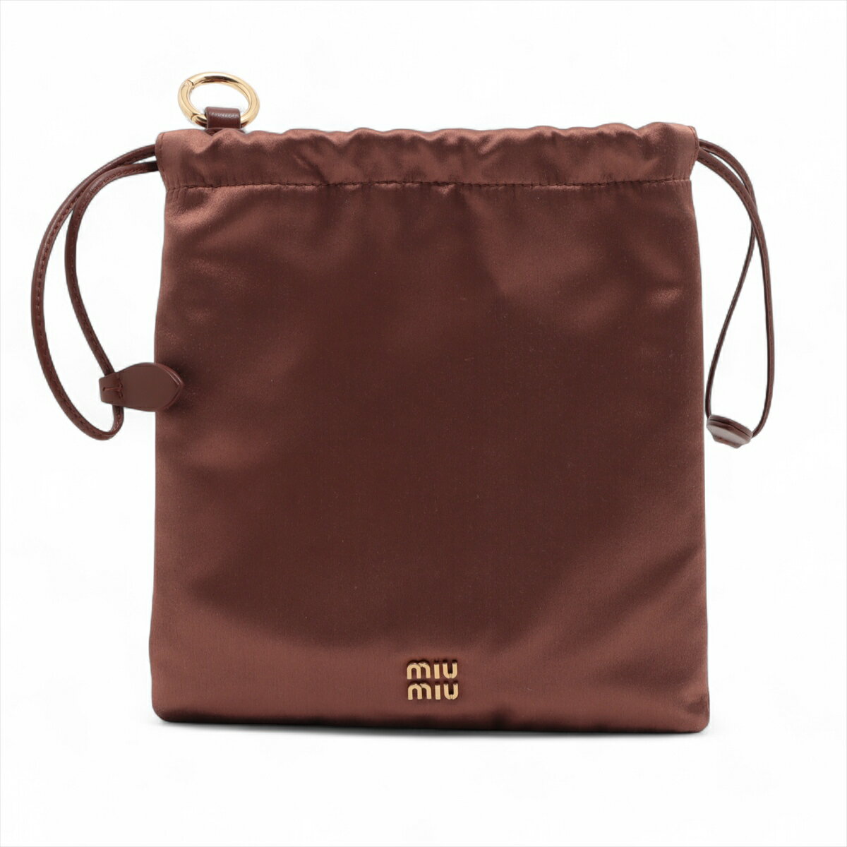 【中古】ミュウミュウ 5NG010 サテン ポーチ ブラウン