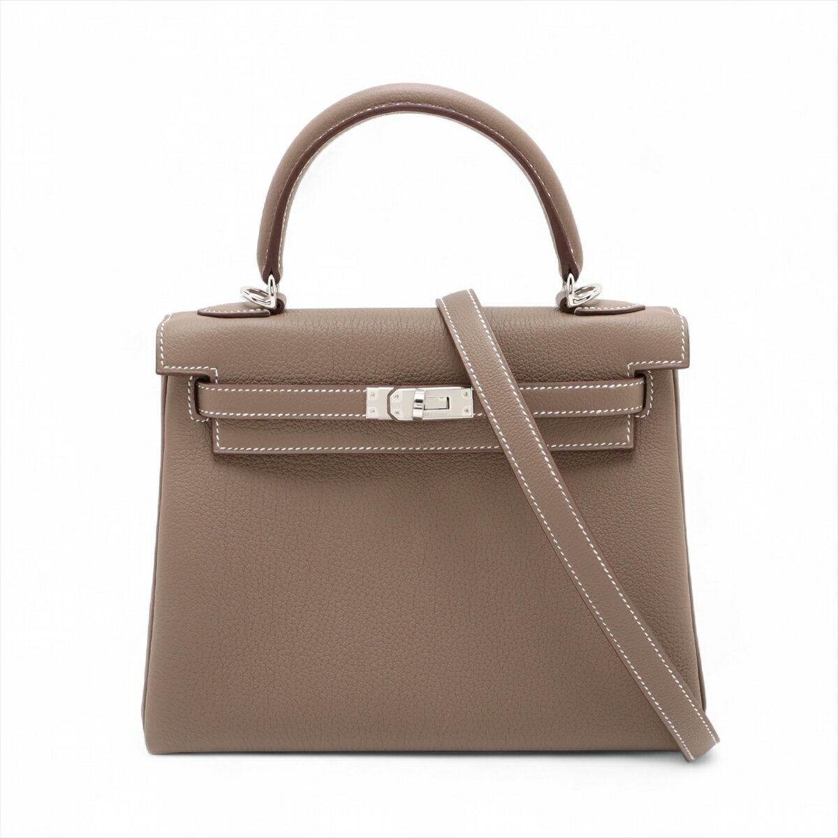 【中古】エルメス ケリー25 ルトゥルネ トゴ エトゥープ シルバー金具 K:2025年