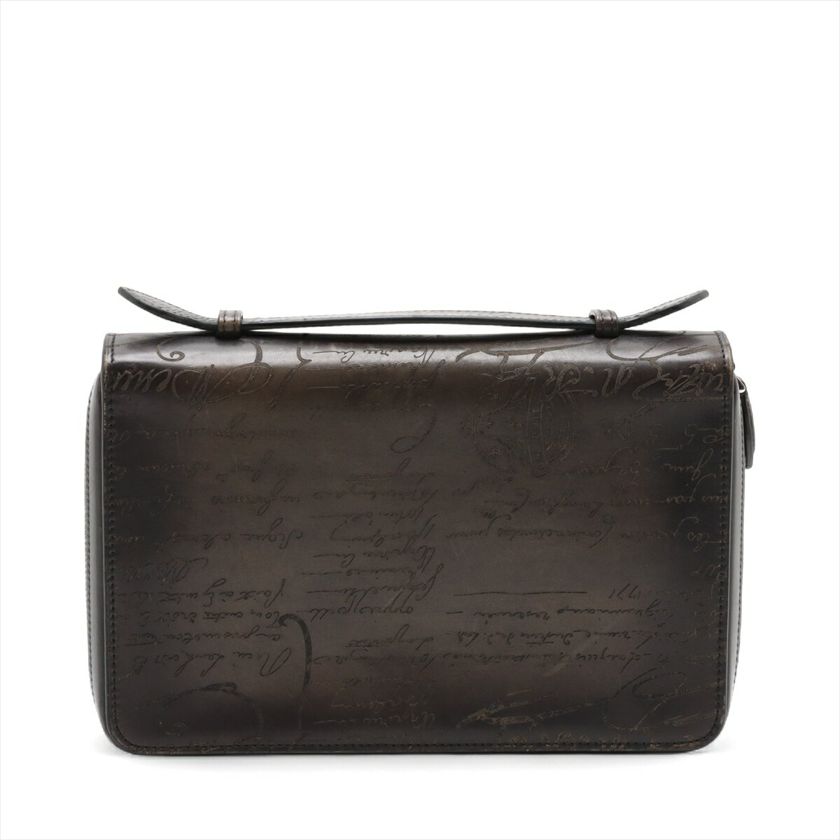 【中古】ベルルッティ カリグラフィ イタウバ レザー ハンドバッグ カーキ