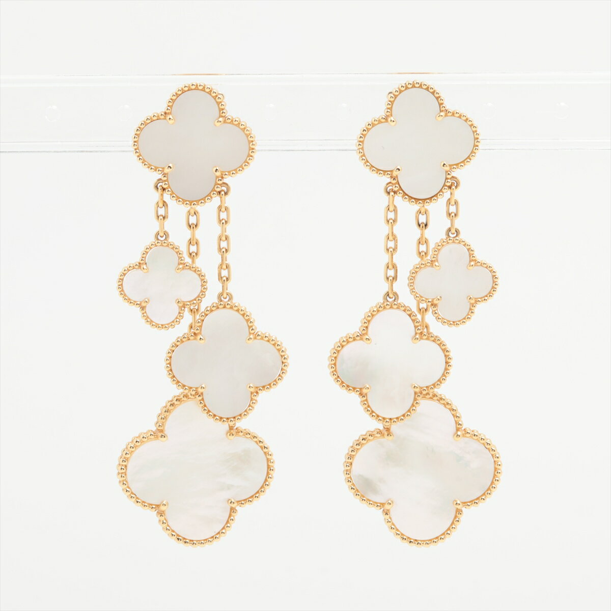 【中古】ヴァンクリーフ&アーペル マジックアルハンブラ 4P シェル ピアス 750(YG) 35.2g