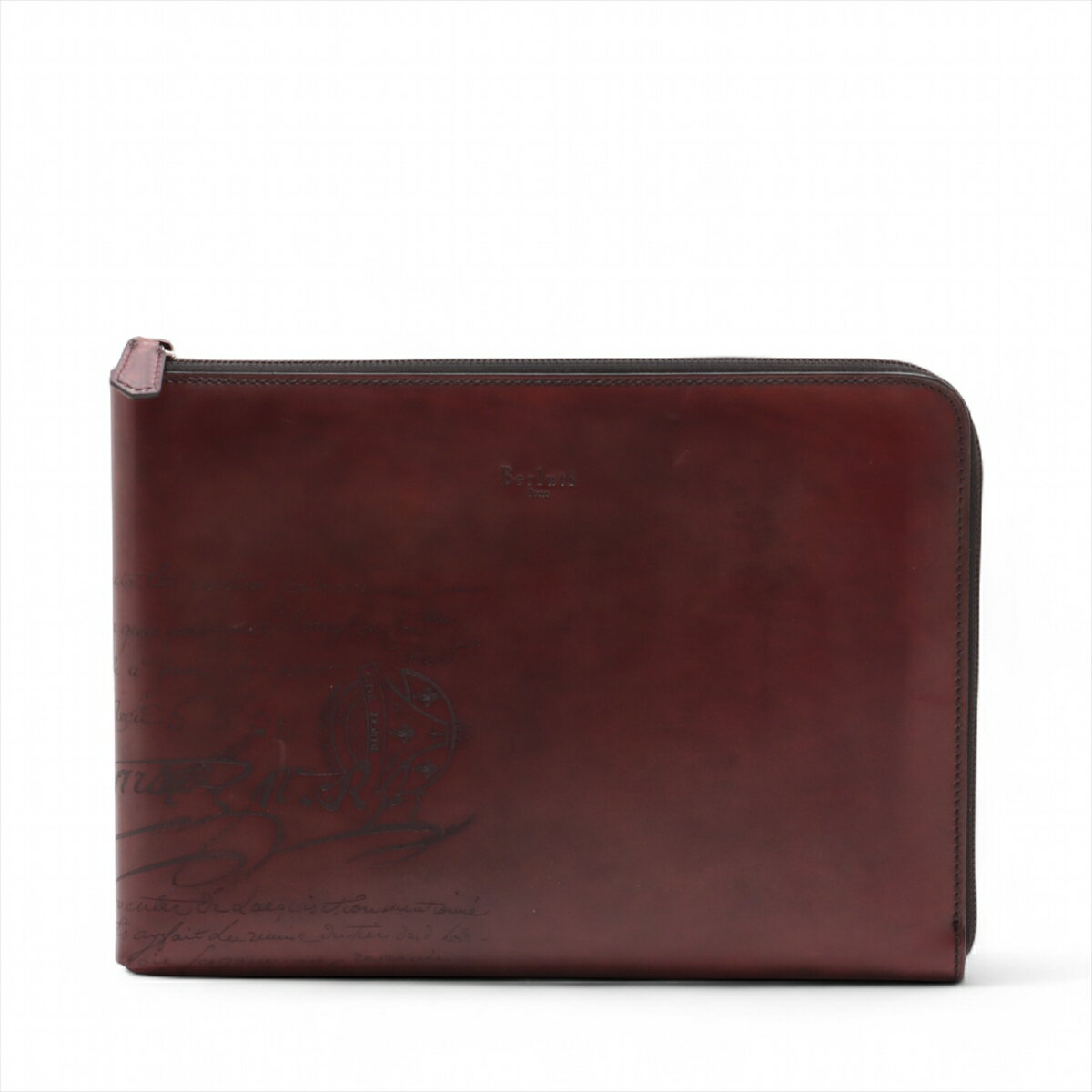 【中古】ベルルッティ カリグラフィ ニノGM レザー クラッチバッグ ブラウン