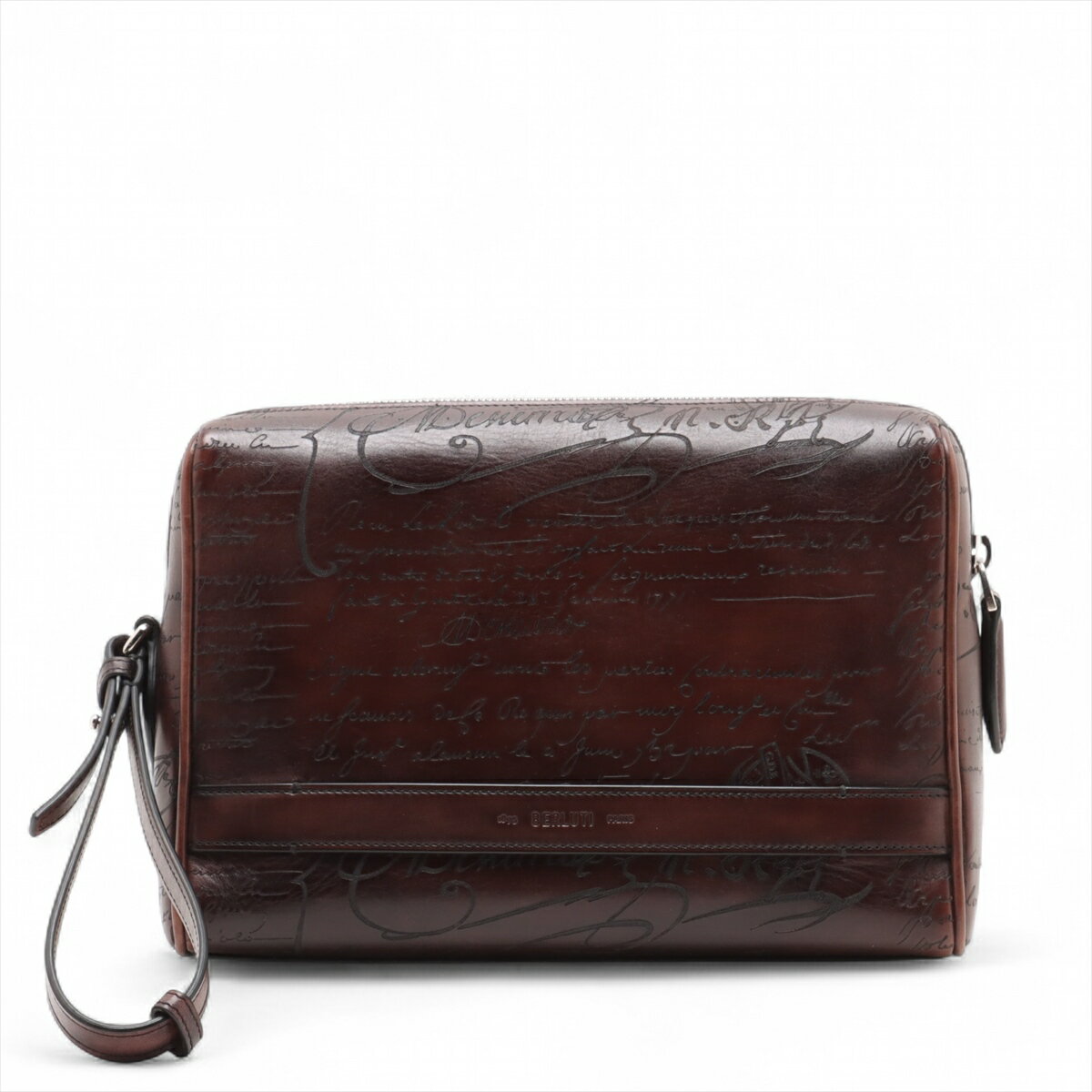 【中古】ベルルッティ ローズウッド レザー セカンドバッグ ブラウン