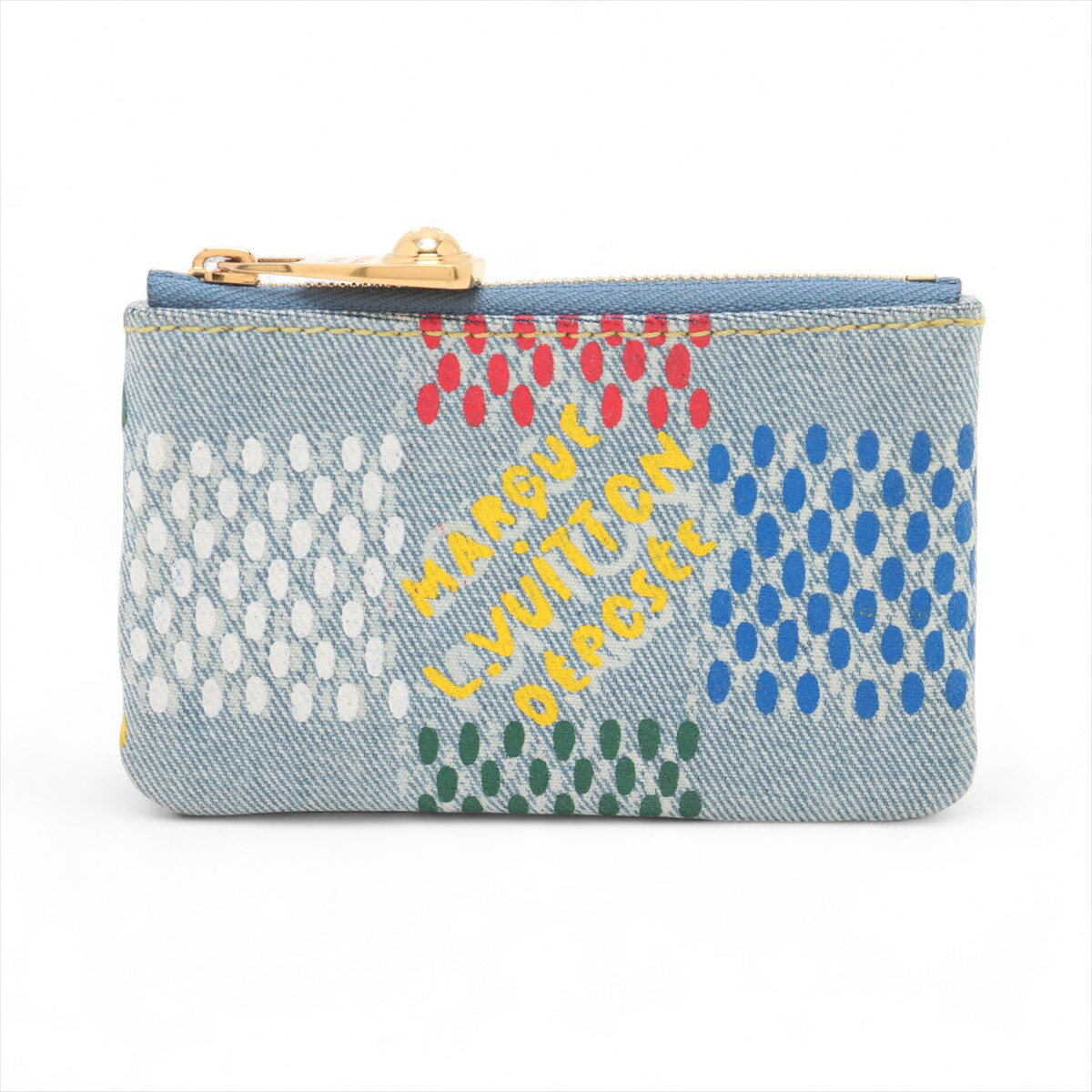 【中古】ヴィトン LV バーズ ダミエ デニム ポシェットクレ N00188 ブルー RFID反応有