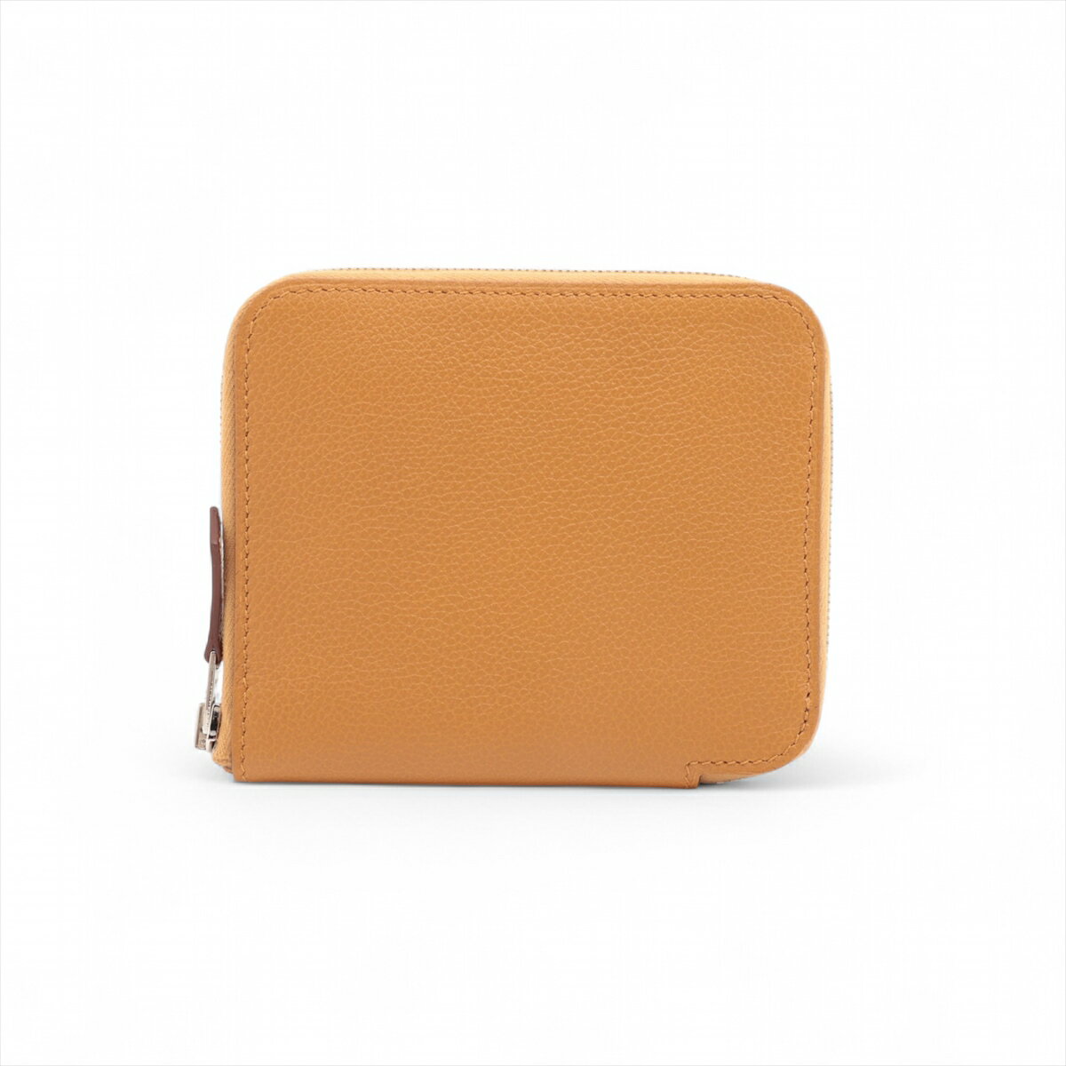 【中古】エルメス アザップコンパクト シルクイン エバーカラー コインケース キャラメル シルバー金具 B:2023年