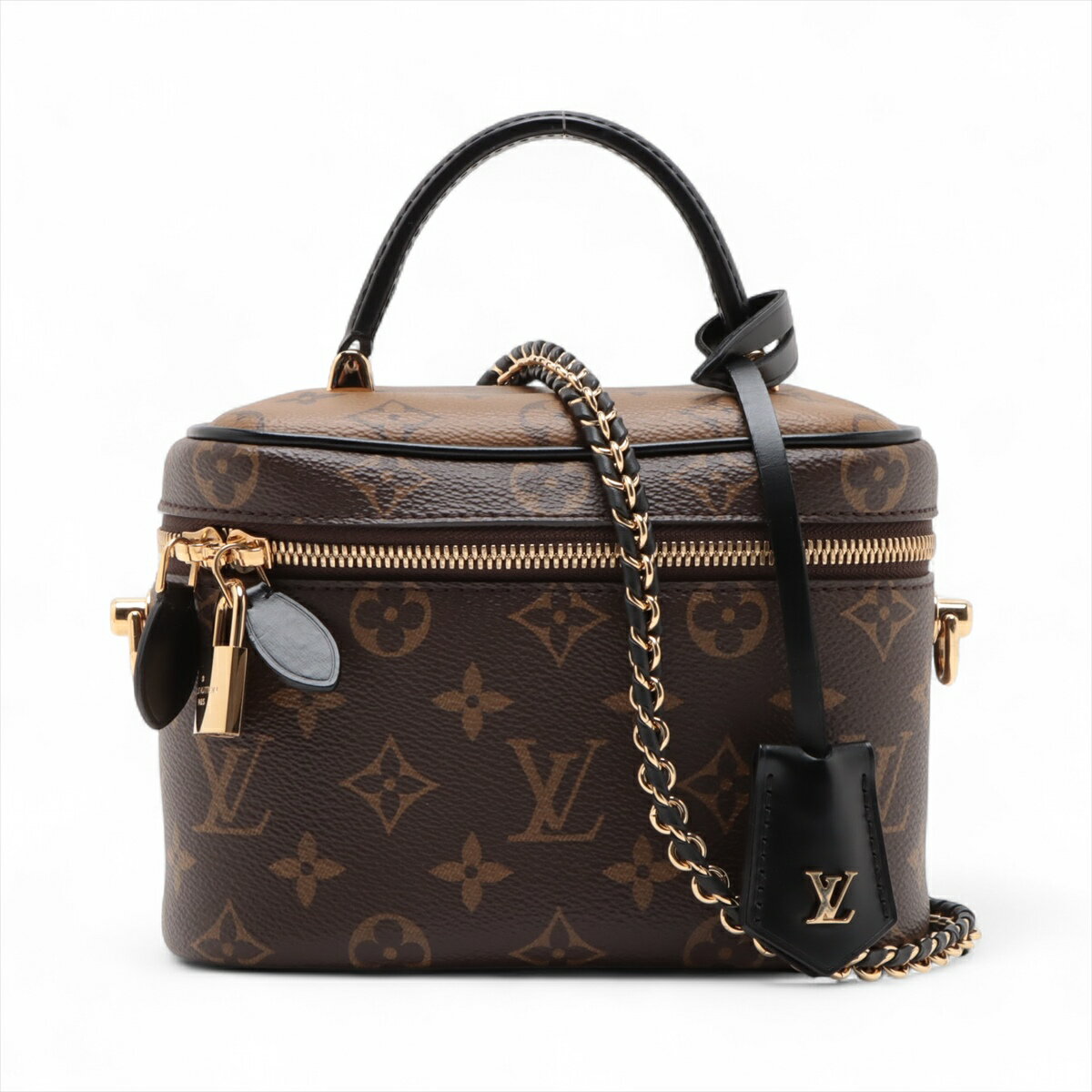 【中古】ヴィトン モノグラムリバース ヴァニティNV M45165 ブラウン RFID反応あり