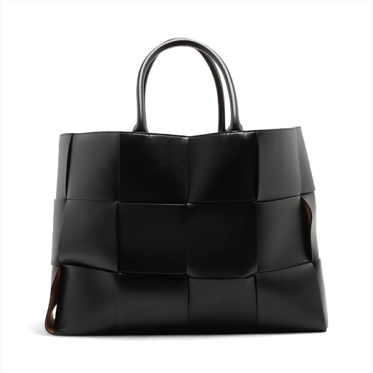 【中古】ボッテガヴェネタ マキシイントレチャート ザ アルコ ラージ レザー トートバッグ ブラック