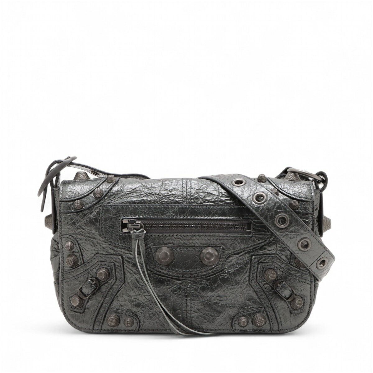 【中古】バレンシアガ ルカゴールXS レザー ショルダーバッグ グレー 719082