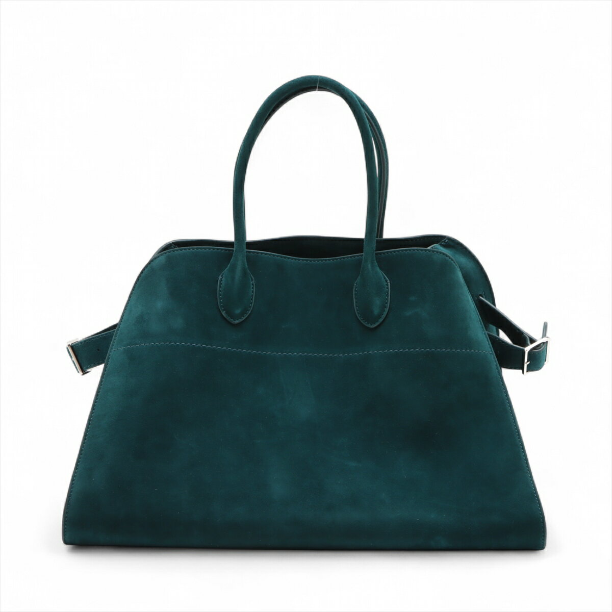 【中古】ザロウ ソフトマルゴー15 スエード ハンドバッグ グリーン