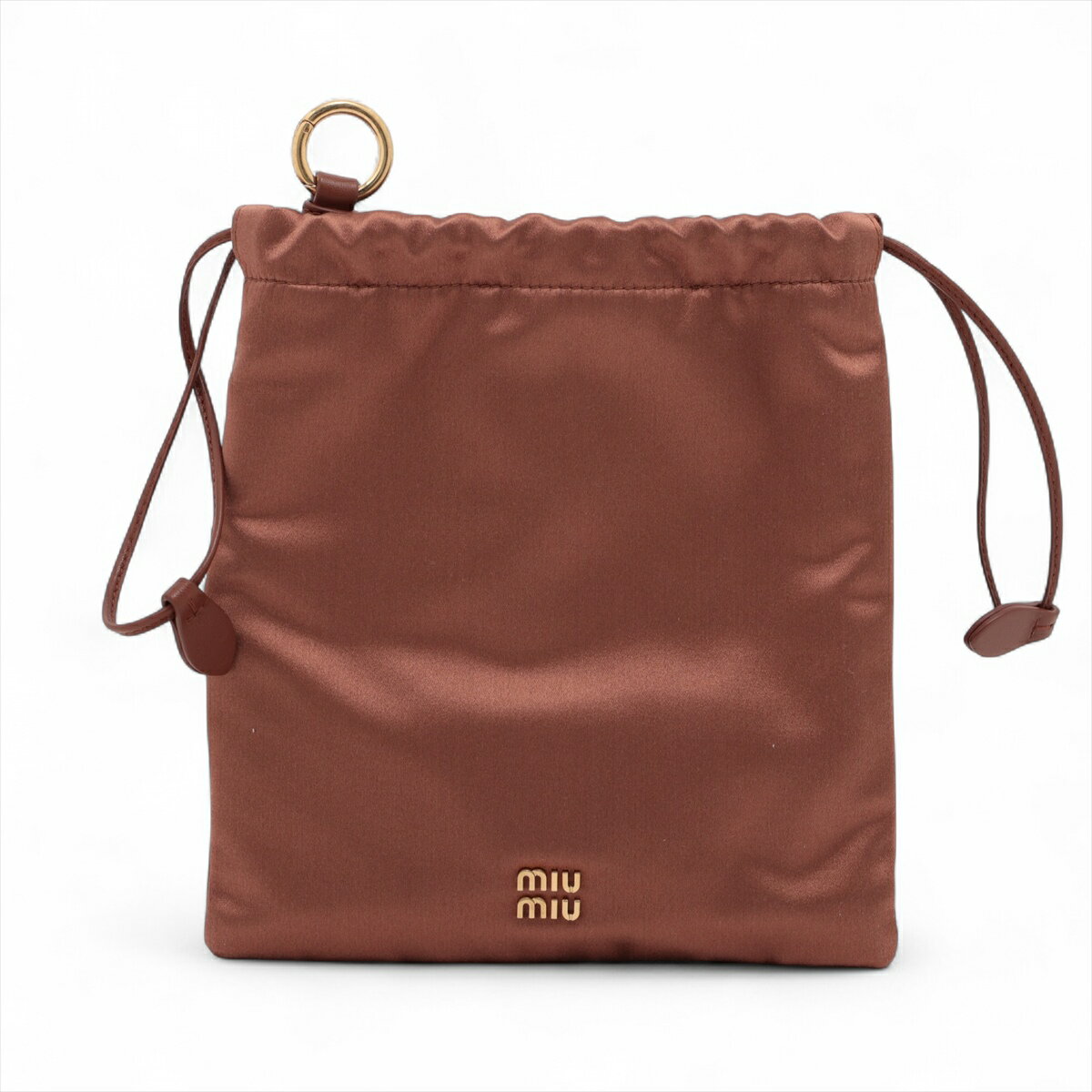 【中古】ミュウミュウ ドローストリング 5NG010 サテン ポーチ カカオ