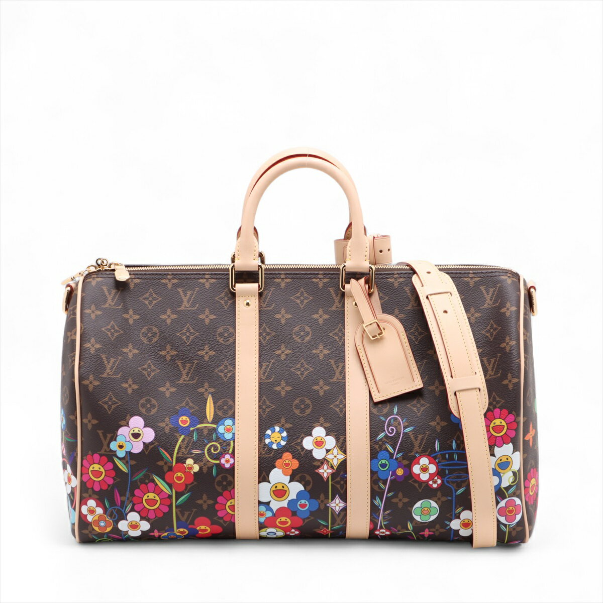 【中古】ヴィトン×村上隆 LV × TM キーポル バンドリエール45 M14182 ブラウン RFID反応あり