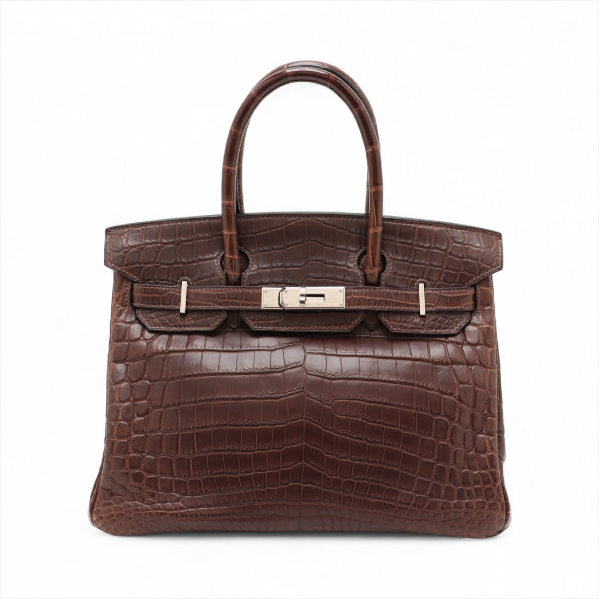 【中古】エルメス バーキン30 ニロティカスマット ブラウン シルバー金具 □F:2002年