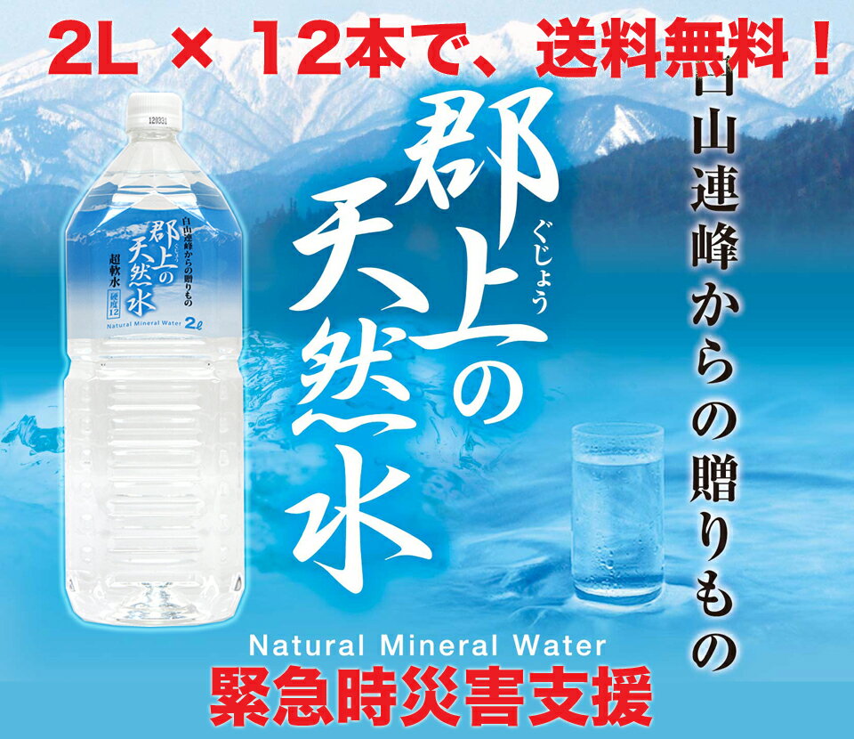 【送料無料★在庫あり】岐阜県郡上名産「郡上の天然水」ペットボトル2L（2リットル 6本入り×2ケース計12本）ミネラルウォーターピュアウォーター赤ちゃんのミルクにも安心の超軟水♪