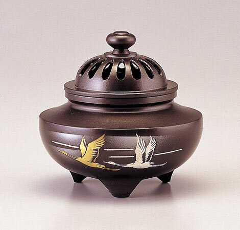 【 送料無料 】【 高岡銅器 】伝統 香炉 「玉利久・双鶴」