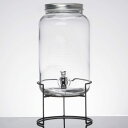 ドリンクサーバー ジャー型 ロゴ入 ガラスドリンクディスペンサー 7.5L ワイヤースタンド付 レストラン カフェ ホテル 2 Gallon Style Setter Main Street Embossed Glass Beverage Dispenser with Metal Stand 494210260GBR