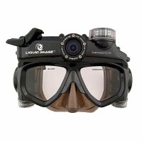 ダイビングマスク ワイドアングル スキューバシリーズ 防水 ハンズフリー ビデオカメラ Liquid Image XSC 318Wide Angle Scuba Series 12.0MP HD720P - Mid Size Skirt Waterproof Video Camera with 1-Inch LCD Screen (Charcoal)の画像