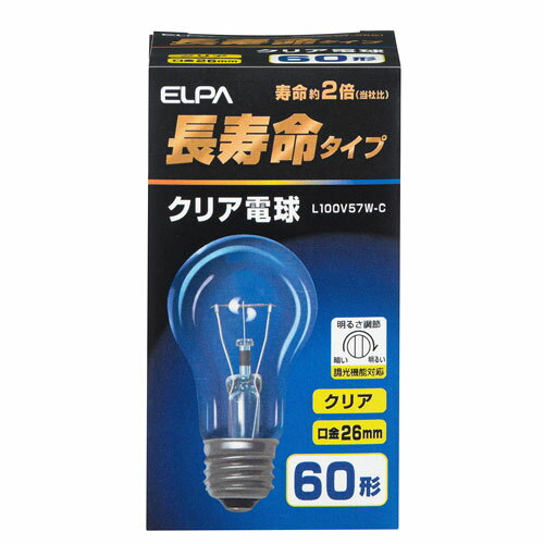 ELPA クリア電球 60W形 L100V57W-C...:alude:10030613