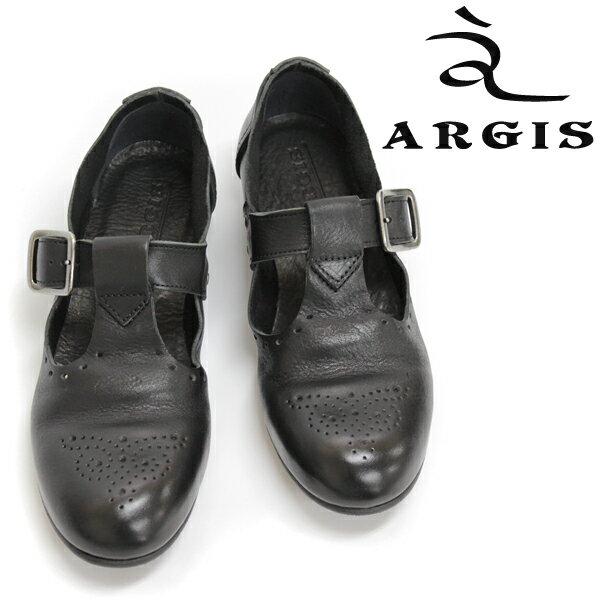 ARGIS アルジス21105（BLACK：ブラック）本革 革靴 黒色 メンズ カジュアル レザーシューズ スリッポン メダリオン Tストラップ= 送料無料 =【日本製】【sswf1】