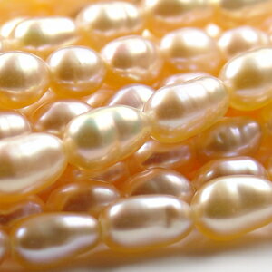 淡水真珠ライス型3-3.5mmオレンジ（連売）