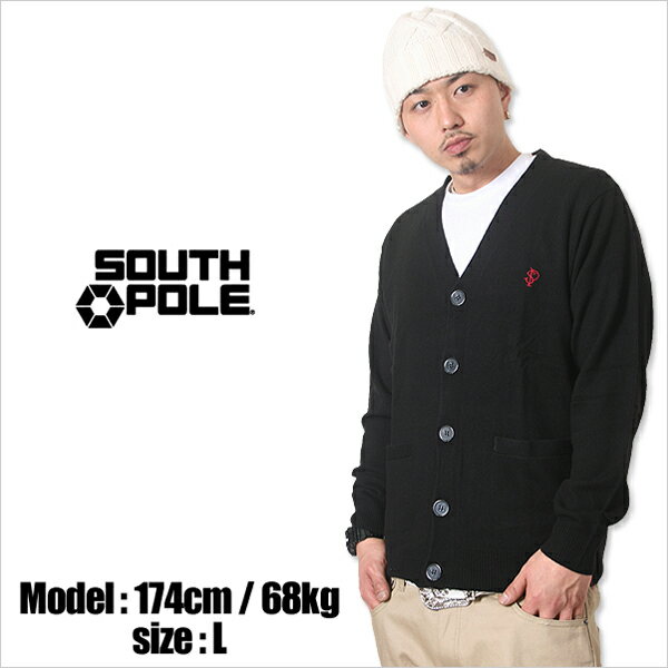 SOUTH POLE サウスポール ニット カーディガン (ブラック) メンズ ファッション 服 HIPHOP B系 B BOY DANCE ヒップホップ ダンス 衣装 AMAZING アメージング