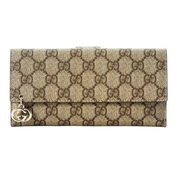 【送料無料】【グッチ ビニール】GUCCI/グッチ 2012年秋冬新作GG PIERCEコーティングGG柄Gチャーム付きWホック長財布 212104 FN0AG 9768