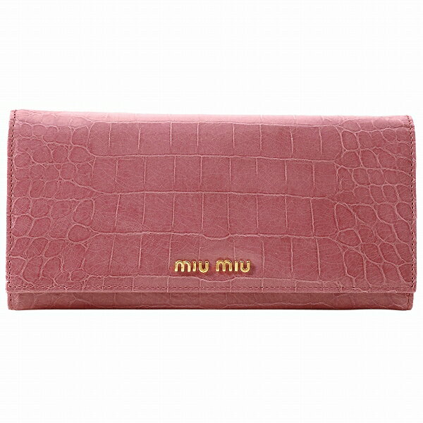 【送料無料】MIUMIU/ミュウミュウ クロコ調2つ折り長財布 5M1109 ST.COCCO LUX GERANIO