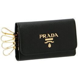 <strong>プラダ</strong> PRADA <strong>キーケース</strong> 4連 レディース サフィアーノ ブラック 1PG004 QWA 002