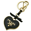 プラダ PRADA 2017年秋冬新作 サフィアーノ ハート チャーム キーホルダー/キーリング ブラック 1TL126 2EWR 002