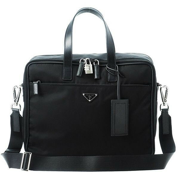 【送料無料】PRADA/プラダ 2012年秋冬新作TESSUTO SAFFIANOダイアルロックキー付きビジネスバッグ VA0611 TES+SAF NERO