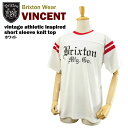 ショッピング在庫処分 [在庫処分] ブリクストン ヴィンセント ヴィンテージ インスパイア S/S ニット トップ ホワイト/Lサイズ (Brixton Vincent vintage athletic inspired short sleeve knit top ベースボール Tシャツ)