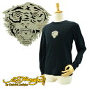 エド ハーディー メンズ コア ベーシック カラー アップリケ L/S クルーネック Tシャツ タイガー ブラック (MENS CORE BASIC COLOR APPLIQUE L/S CREW TEE TIGER ED HARDY エドハーディー)
