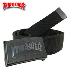 スラッシャー フレイム ウエブ ベルト ブラック スケート スケーターグッズ (THRASHER Flame Web Belt) 
