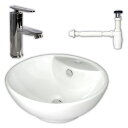 【送料無料】直径46cm丸型手洗器洗面器狭小空間対応排水セット Ambest WL3662 洗面器 水栓 排水金具 洗面ボウル 洗面化粧台 洗面シンク 洗面台 リフォーム 和風 洋風 お洒落な 棚 収納 節水 節約 インテリア 室内 室外 アンティーク調