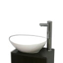 【送料無料】白陶器製楕円形デザイン手洗器と円自動水栓蛇口床排水金具 Ambest WL35N3 手洗い鉢/洗面ボール/洗面シンク/洗面台/化粧台/新築/改築/建て替え/リフォーム/水まわり