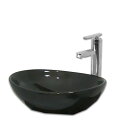 【送料無料】【激安】黒陶器製楕円形デザイン手洗器と円混合水栓蛇口床排水金具 Ambest WL35N6 手洗い鉢/洗面ボール/洗面シンク/洗面台/化粧台/新築/改築/建て替え/リフォーム/水まわり