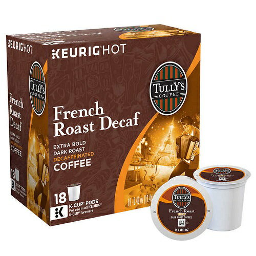 キューリグ Kカップ タリーズコーヒーフレンチロースト デカフェ 90個　KEURIG Tully's French Roast Decaf K-cups 90-Count