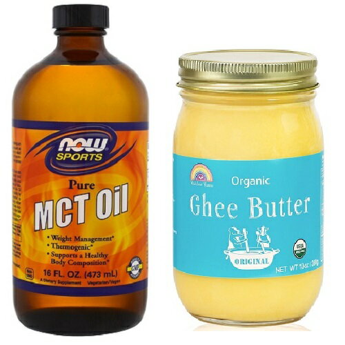 【クール便発送】 グラスフェッド ギーバター USDAオーガニック認定 Grass-Fed Organic Ghee Butter 13oz /368g & Now MCTオイル