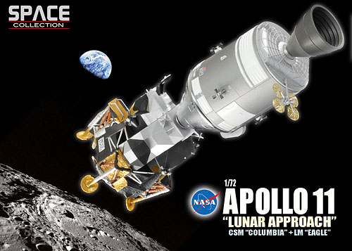 スペースドラゴンウイングス 塗装済完成品 1/72 NASA アポロ11号 CSM(司令船/機械船)＆月着陸船(月軌道)[プラッツ]《08月予約※暫定》
