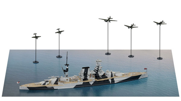 1/700 SPSシリーズ 地中海の戦い(イギリス海軍 戦艦バーラム VS ドイツ空軍) プラモデル[ピットロード]《07月予約》