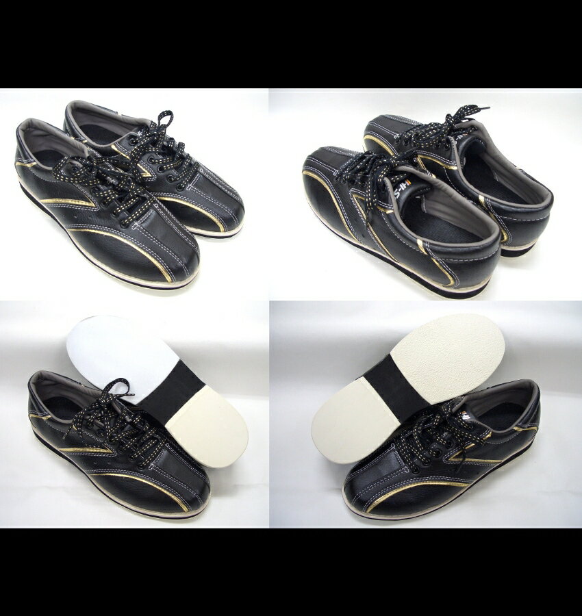 【HS】◆全4色♪靴ひも2種類付き！◆HS-380ボウリングシューズブラック/ゴールドHS-380 SHOESBlack/Gold