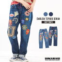 【セール除外商品】ワッペンデニム / DENIM DUNGAREE (デニムアンドダンガリー) 12oz HOME MADE デニム KEITH5P ロングパンツ(3色): レディース 大人 ボトムス パンツ ズボン ワッペン リメイク ウエストゴム フルレングス